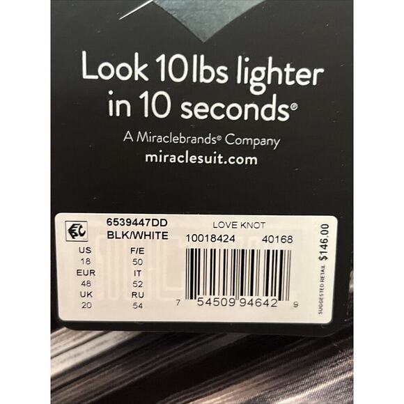 Miraclesuit Love Knot Black&White Underwire Tankini Size 18 DD Cup Msrp $146.00 - Picture 6 of 6